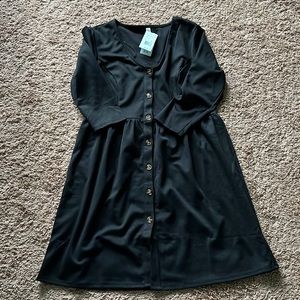 NWT black button down dress